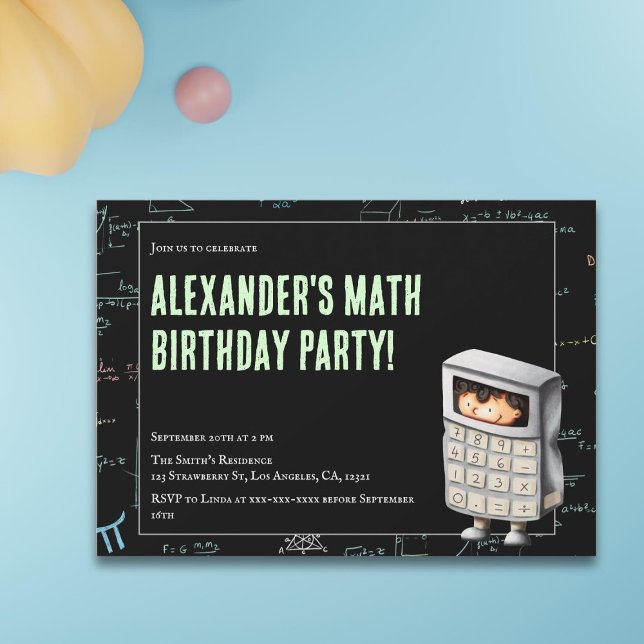Cute Math Formulas Birthday Party Invitation (Creator Uploaded)