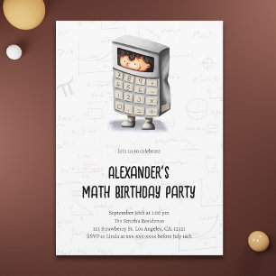 Cute Math Formulas Calculator Birthday Party Invitation