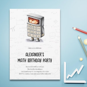 Cute Math Formulas Pattern Kids Birthday Party Invitation