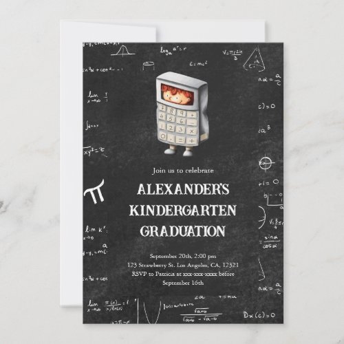 Cute Math Kindergarten Graduation  Invitation