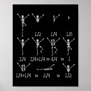 Cute Math Teacher Equation Skeleton Math Students  Poster