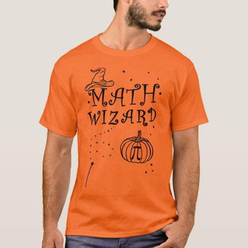 Cute Math Wizard Pumpkin Pi Pie Teacher Halloween T_Shirt