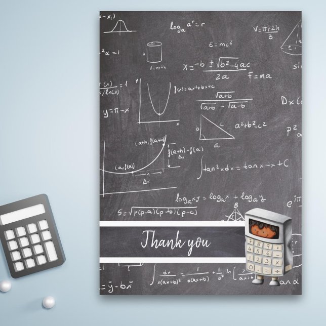 Cute Mathematic Formulas Equations Black Kid Letterpress Thank You Card (Creator Uploaded)