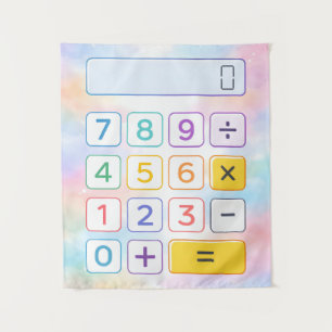 Cute Maths Calculator Poster for Kids Tapestry