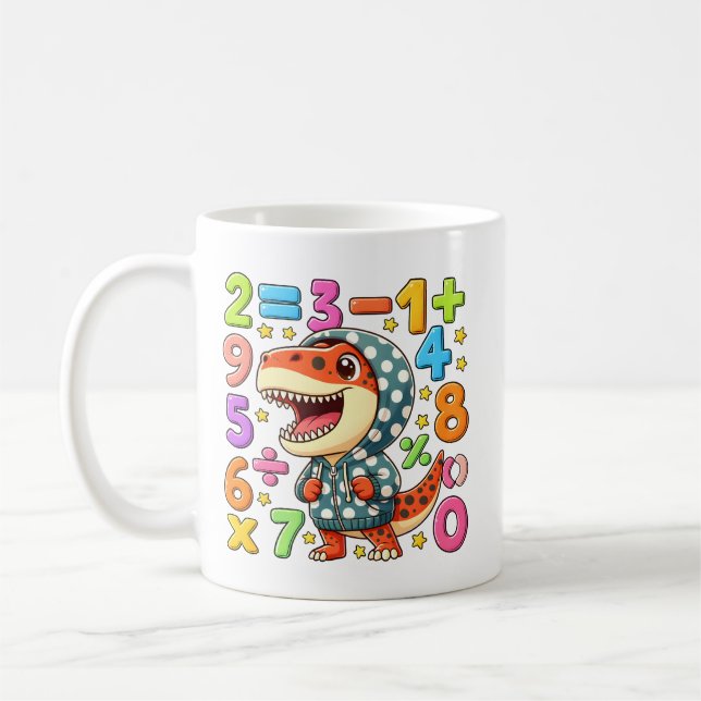 Cute Maths Dinosaur Numbers Mug for Kids (Left)