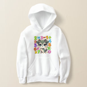 Cute Maths Kitten Numbers Hoodie for Kids