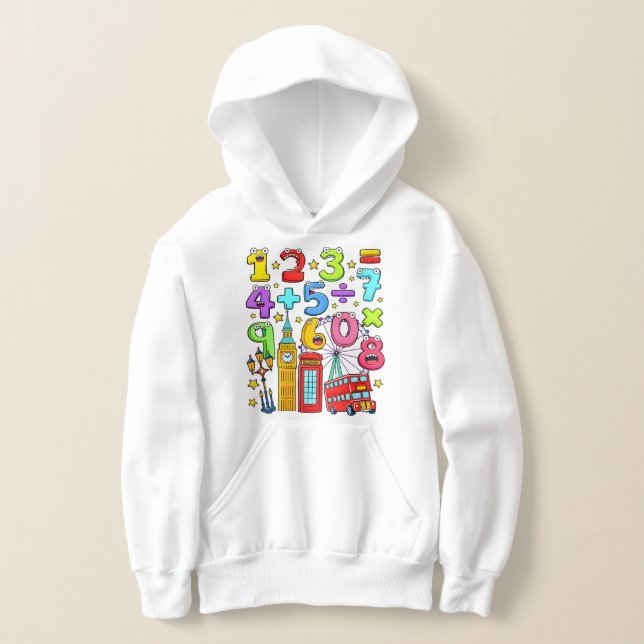 Cute Maths Numbers Calculator Design for Kids Hoodie (Laydown)