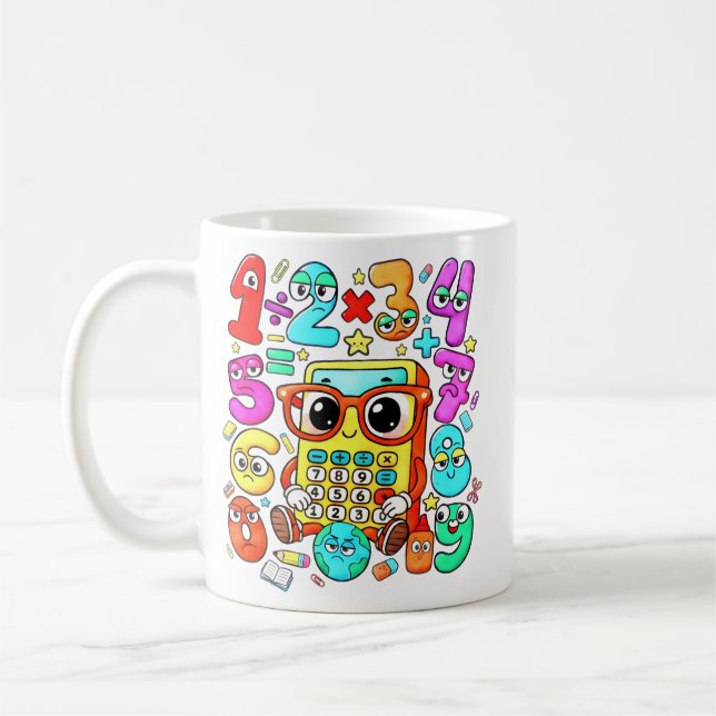 Cute Maths Numbers Calculator Mug for Kids (Left)