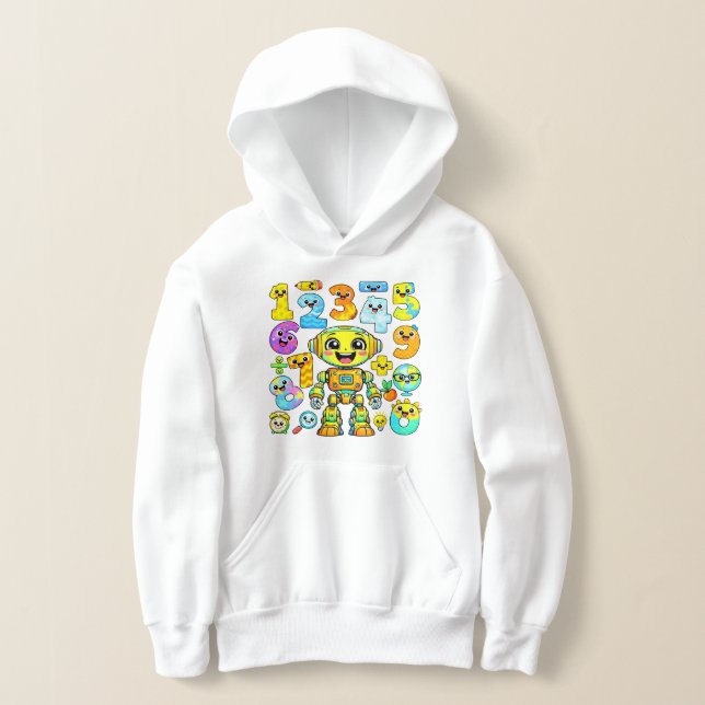 Cute Maths Numbers Emoji Cartoon Hoodie Kids UK!! (Laydown)