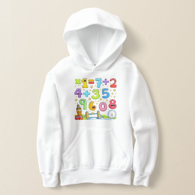 Cute Maths Numbers Equations Hoodie for Kids (Laydown)
