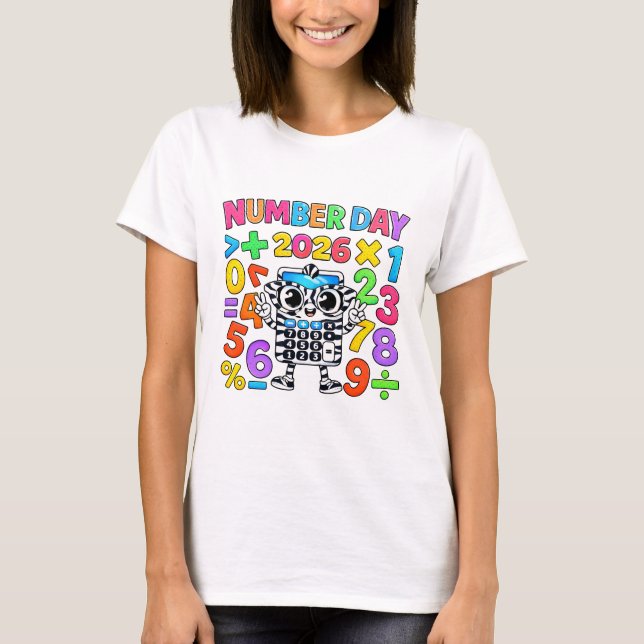 Cute Maths Numbers Robot Calculator T Shirt KidsUK (Front)