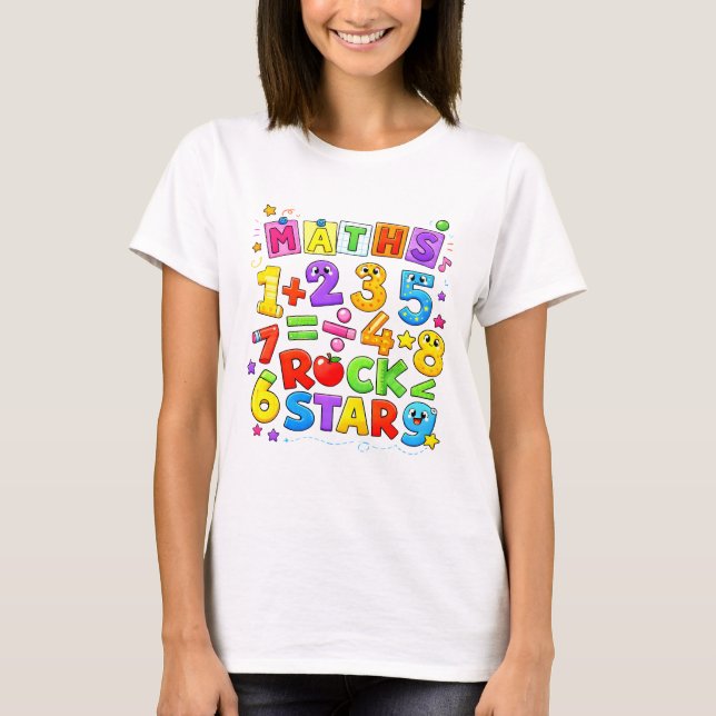 Cute Maths Numbers Rockstar Cartoon T Shirt Kids! (Front)
