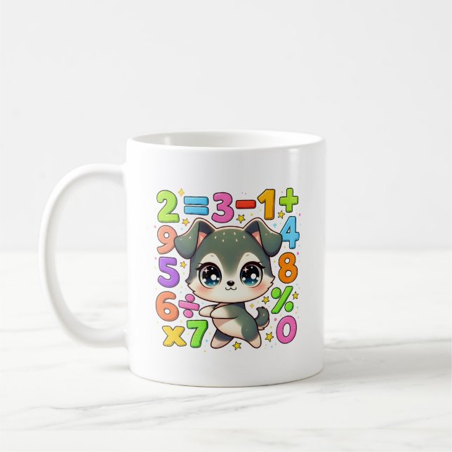 Cute Maths Puppy Numbers Mug for Kids (Left)