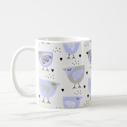 Cute Mauve Bird Pattern Coffee Mug