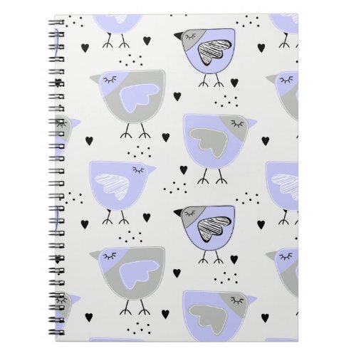 Cute Mauve Bird Pattern Notebook