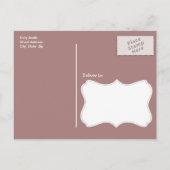 Cute Mauve, Brown Stripes Invitation Postcard (Back)
