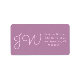 Cute Mauve/Pink Monogrammed Return Address Labels