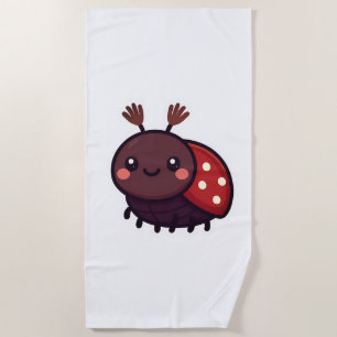Cute May Beetle – Kawaii Forest Charm Beach Towel