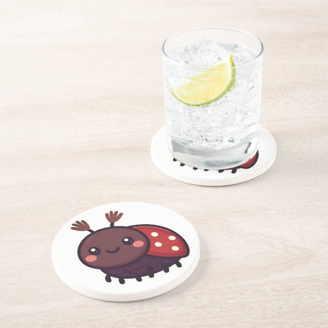 Cute May Beetle – Kawaii Forest Charm Coaster (Side)