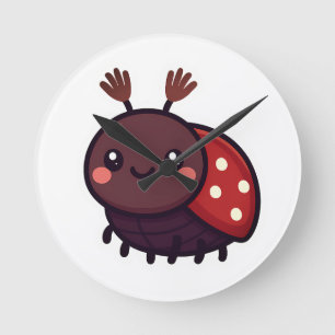 Cute May Beetle – Kawaii Forest Charm Round Clock