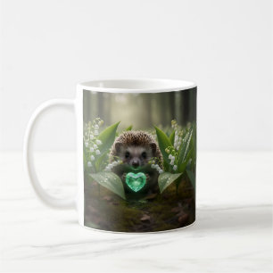 Cute May Hedgehog with Emerald Heart Coffee Mug