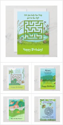 Cute Maze Puzzle Birthday Cards