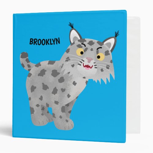 Cute mean bobcat lynx cartoon 3 ring binder