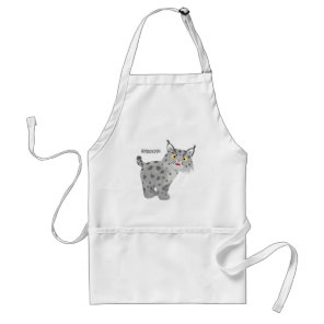 Cute mean bobcat lynx cartoon  adult apron