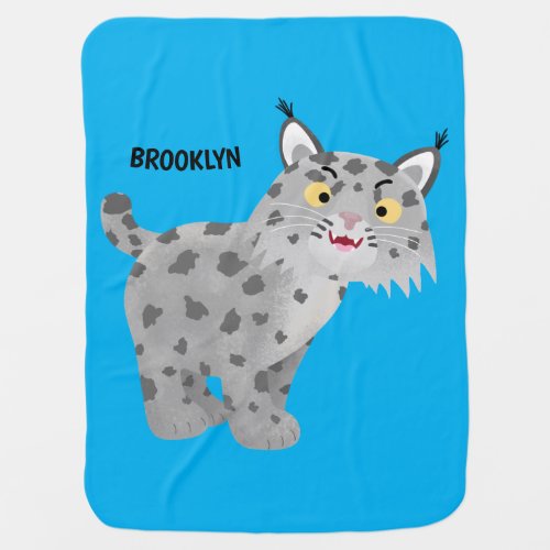 Cute mean bobcat lynx cartoon baby blanket