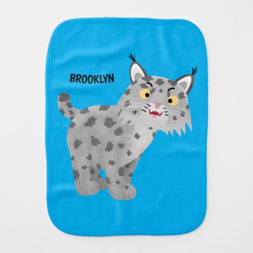 Cute mean bobcat lynx cartoon baby burp cloth