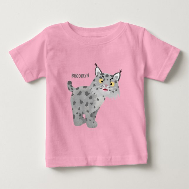 Cute mean bobcat lynx cartoon baby T-Shirt (Front)