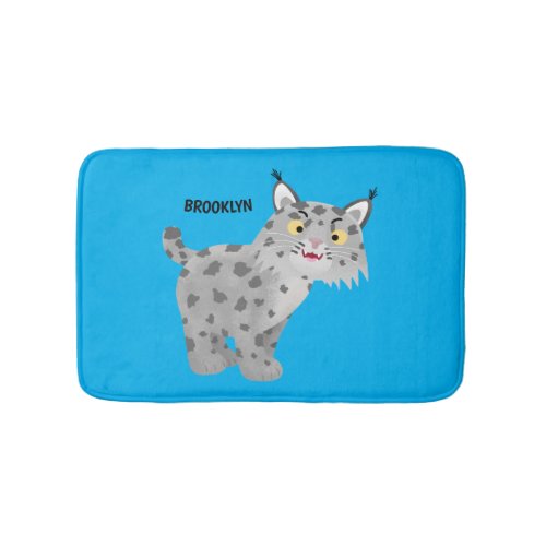Cute mean bobcat lynx cartoon bath mat