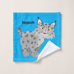Cute mean bobcat lynx cartoon bath towel set
