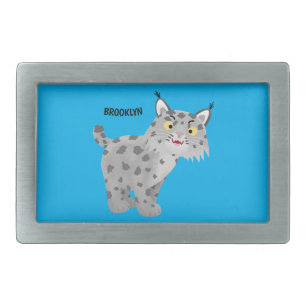 Cute mean bobcat lynx cartoon belt buckle