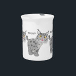 Cute mean bobcat lynx cartoon beverage pitcher<br><div class="desc">A cute (but maybe a little mean) bobcat or lynx in cartoon style.</div>