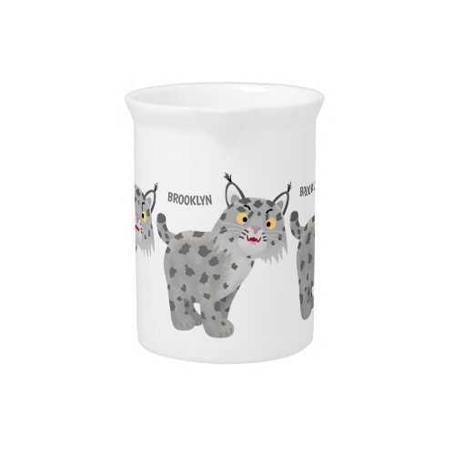 Cute mean bobcat lynx cartoon beverage pitcher