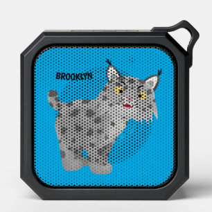 Cute mean bobcat lynx cartoon bluetooth speaker