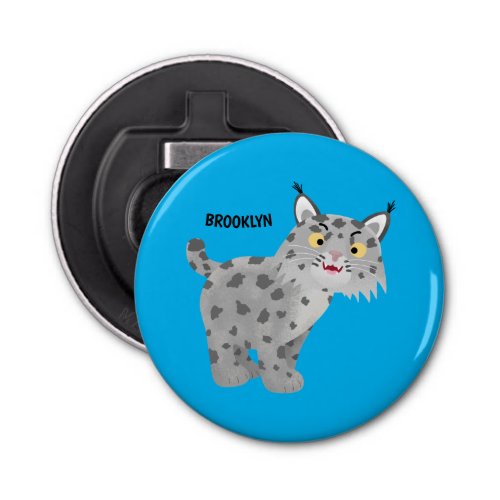 Cute mean bobcat lynx cartoon bottle opener