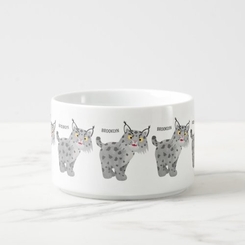 Cute mean bobcat lynx cartoon bowl
