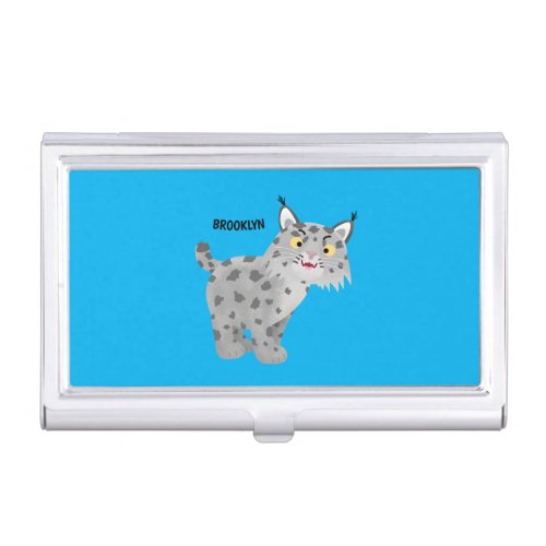 Cute mean bobcat lynx cartoon  business card case