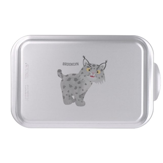 Cute mean bobcat lynx cartoon  cake pan (Front)