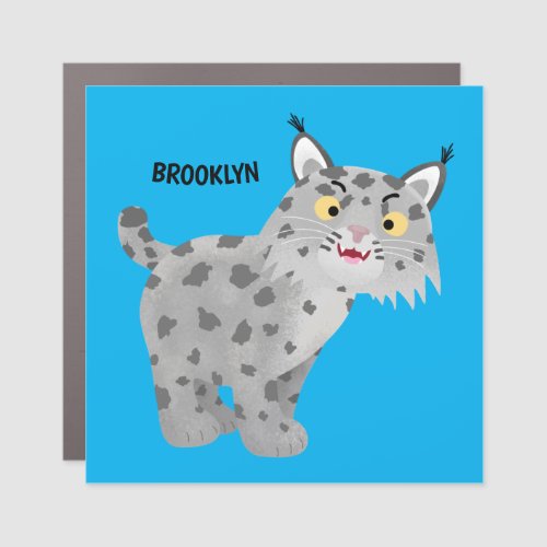 Cute mean bobcat lynx cartoon car magnet