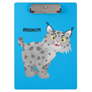 Cute mean bobcat lynx cartoon clipboard