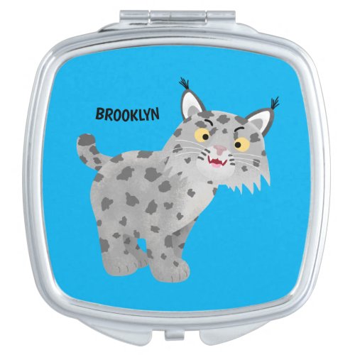 Cute mean bobcat lynx cartoon  compact mirror