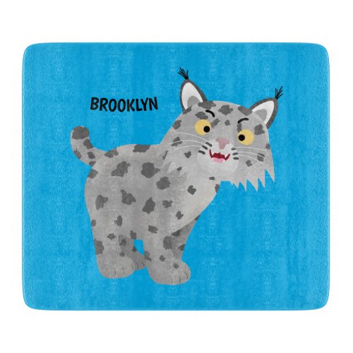 Cute mean bobcat lynx cartoon cutting board