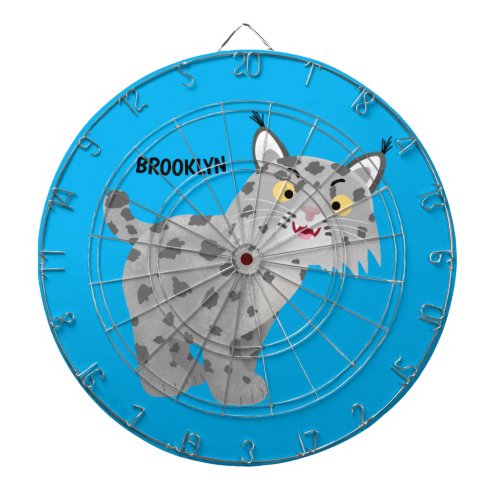 Cute mean bobcat lynx cartoon dart board