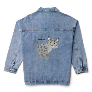 Cute mean bobcat lynx cartoon  denim jacket