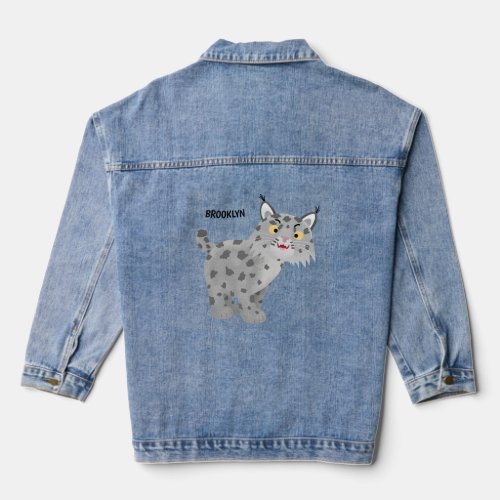 Cute mean bobcat lynx cartoon  denim jacket