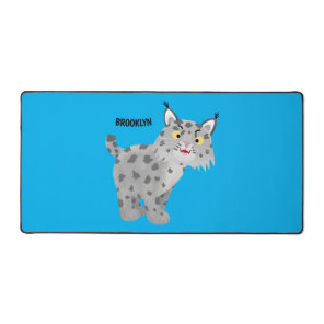 Cute mean bobcat lynx cartoon  desk mat