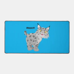 Cute mean bobcat lynx cartoon  desk mat